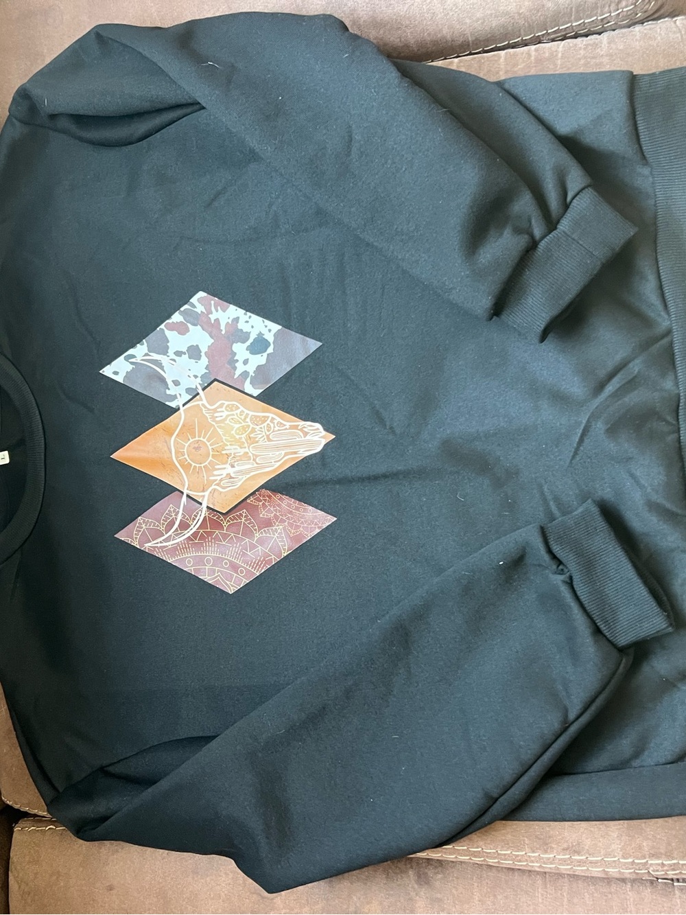 Men's Black Graphic Sweatshirt with Geometric Print